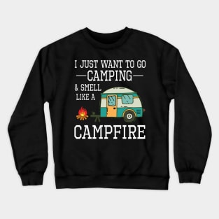 I Just Want To Go Camping And Smell Like A Campfire Happy Camper Summer Christmas In July Day Crewneck Sweatshirt